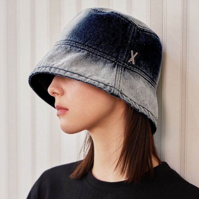 VA Stud Over Dying Denim Drop Bucket Hat / Indigo