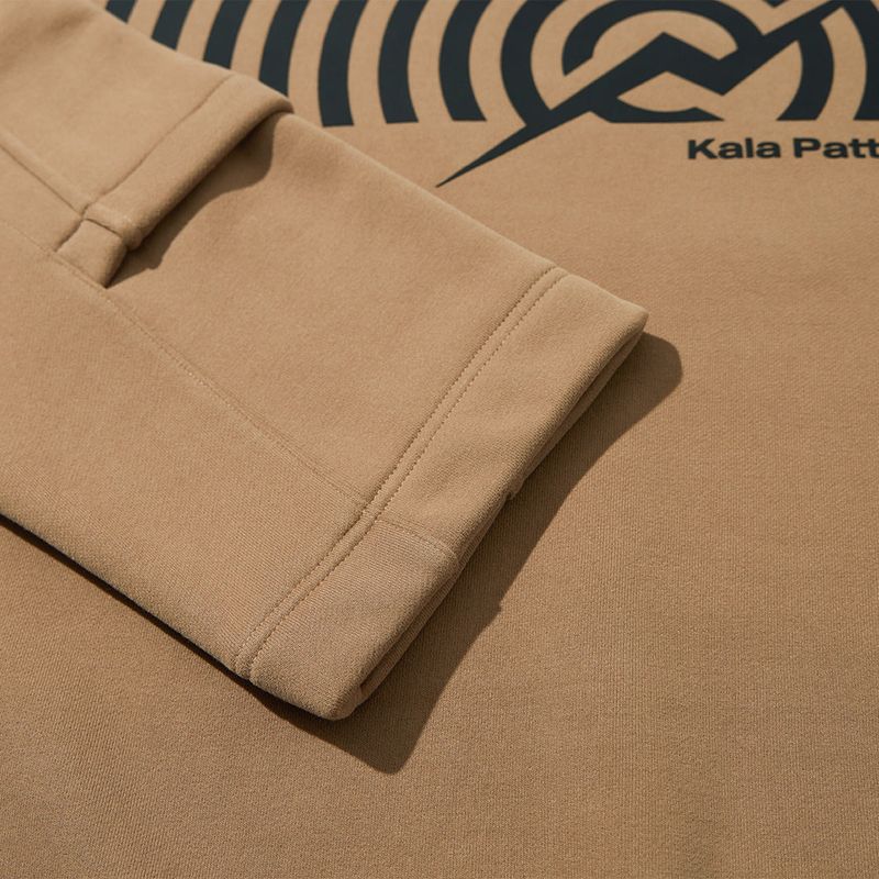 Cotton Napping Round Sweat Shirt - BEIGE