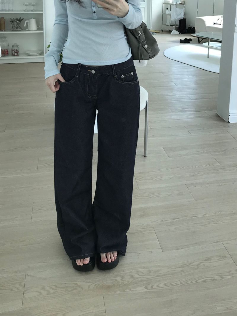 Low-rise denim pants (one color)