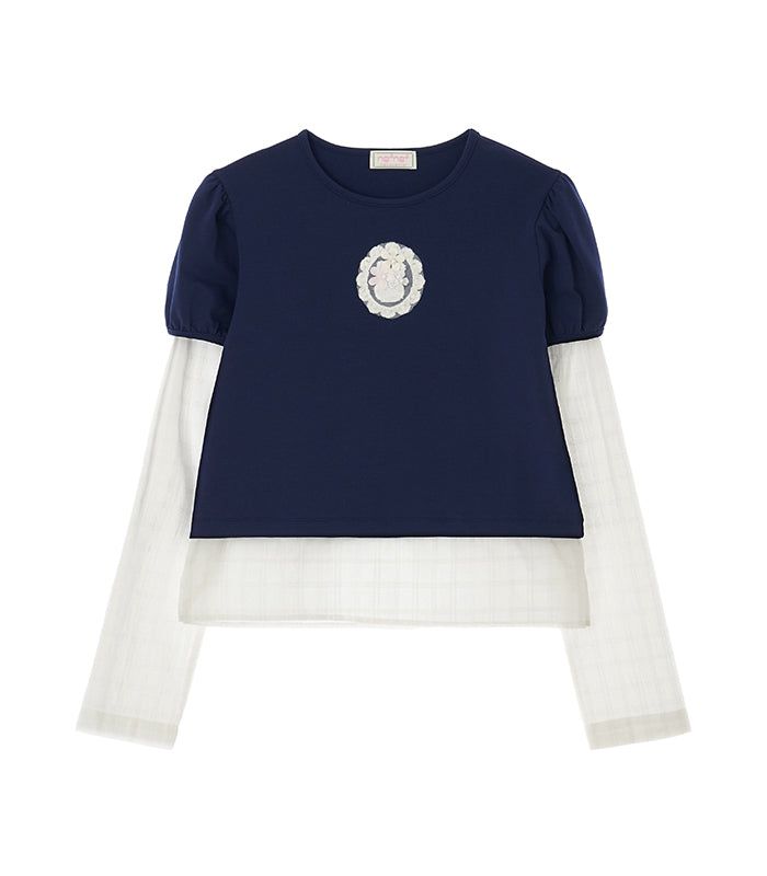 layered puff top_navy