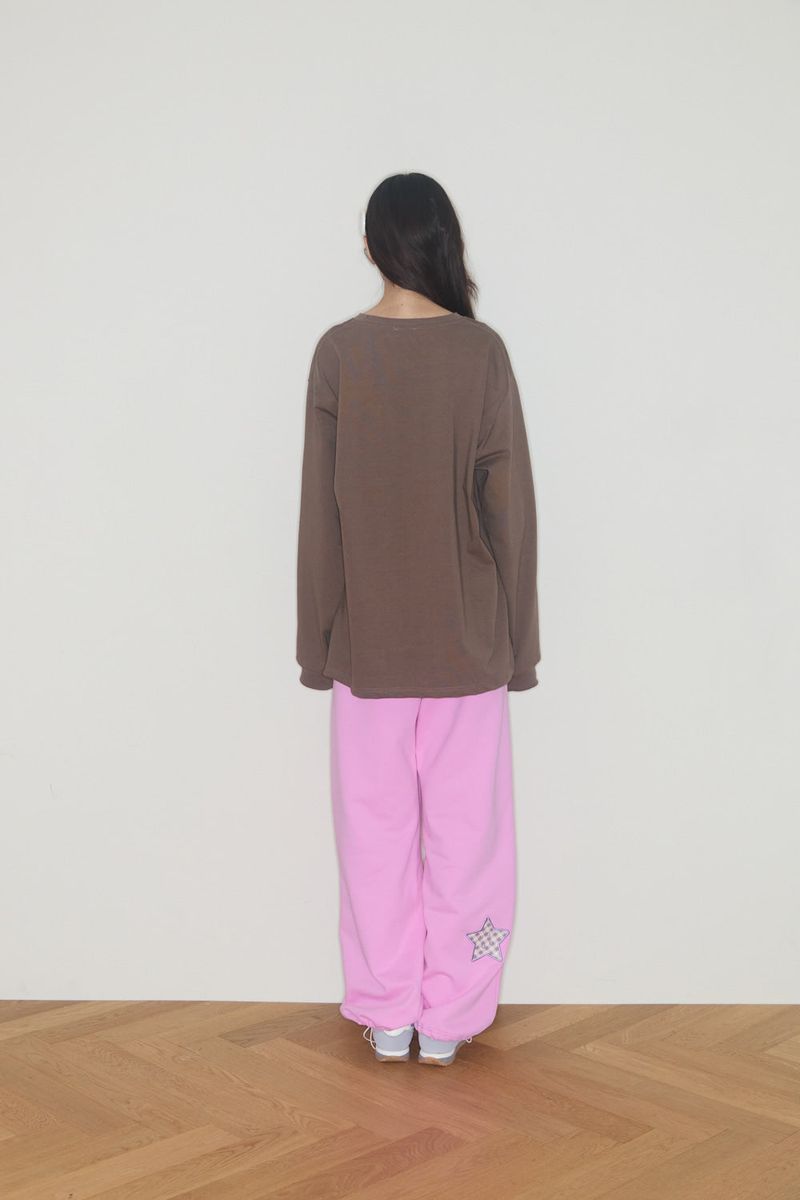 KIRING CHECK PATCH SWEAT PANTS (CHERRY PINK)