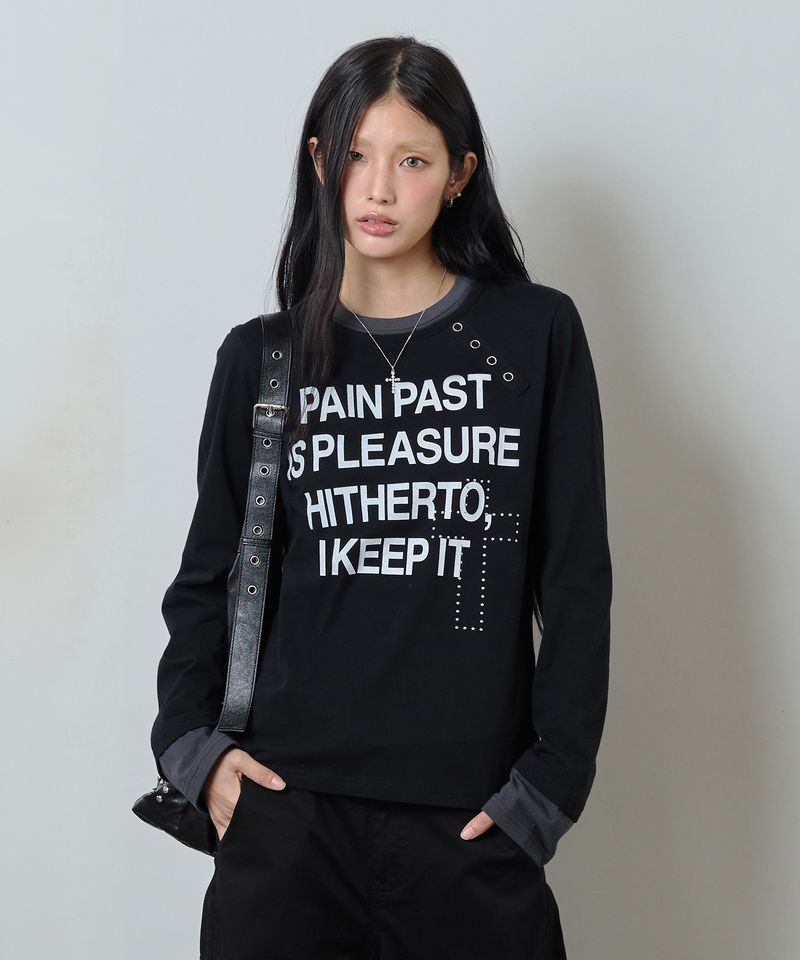 ODDSTUDIO（オッドスタジオ）の「Pain Past Side Snap Layered Long Sleeve - BLACK（Tops）」