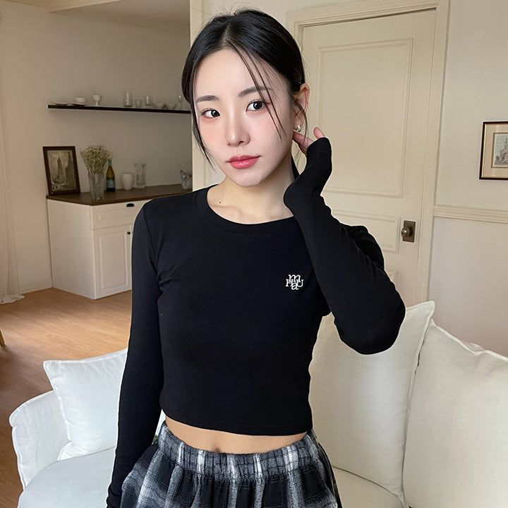 LOGO STITCH CROP LONG SLEEVE