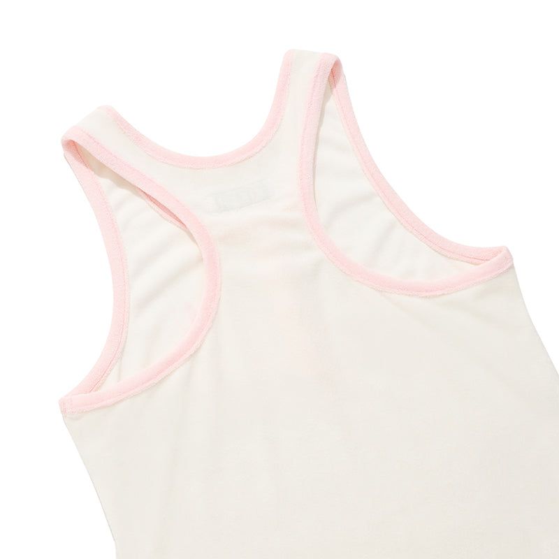 CHERRY SLEEVELESS TERRY DRESS [IVORY]