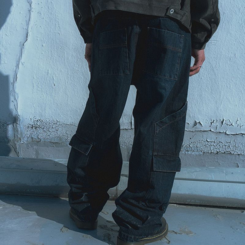 Cargo denim work pants / Deep Indigo