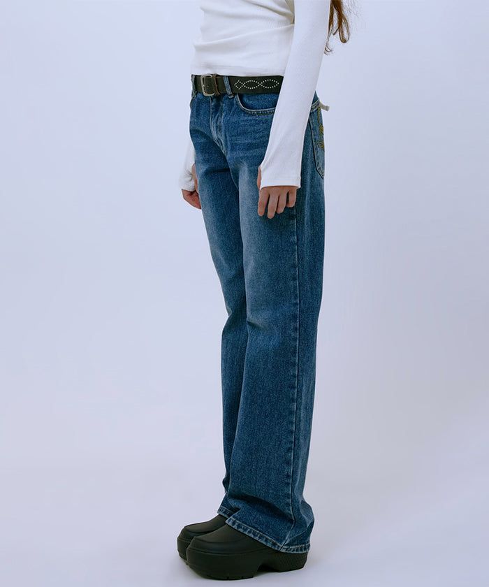 Washing Boots Cut Denim Pants (BLUE)