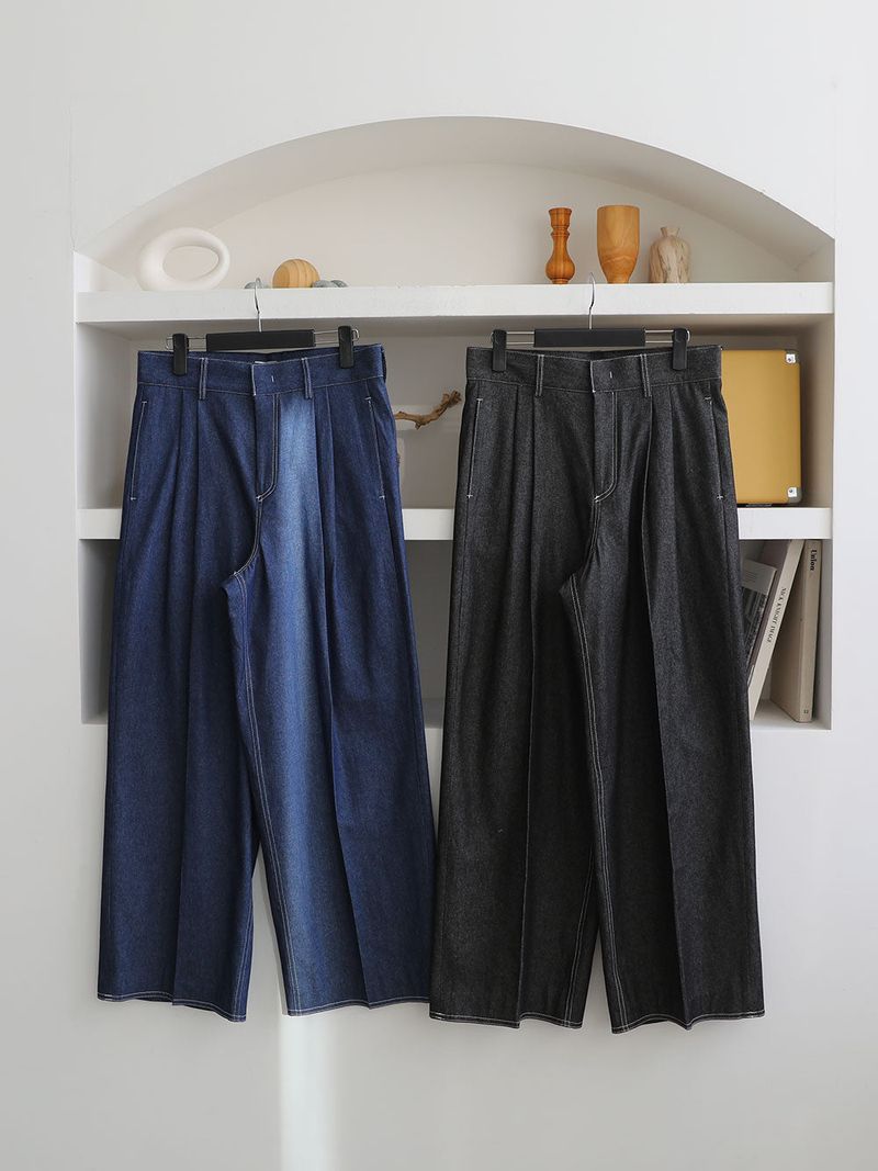 Oh Stitch Denim Slacks (2color)