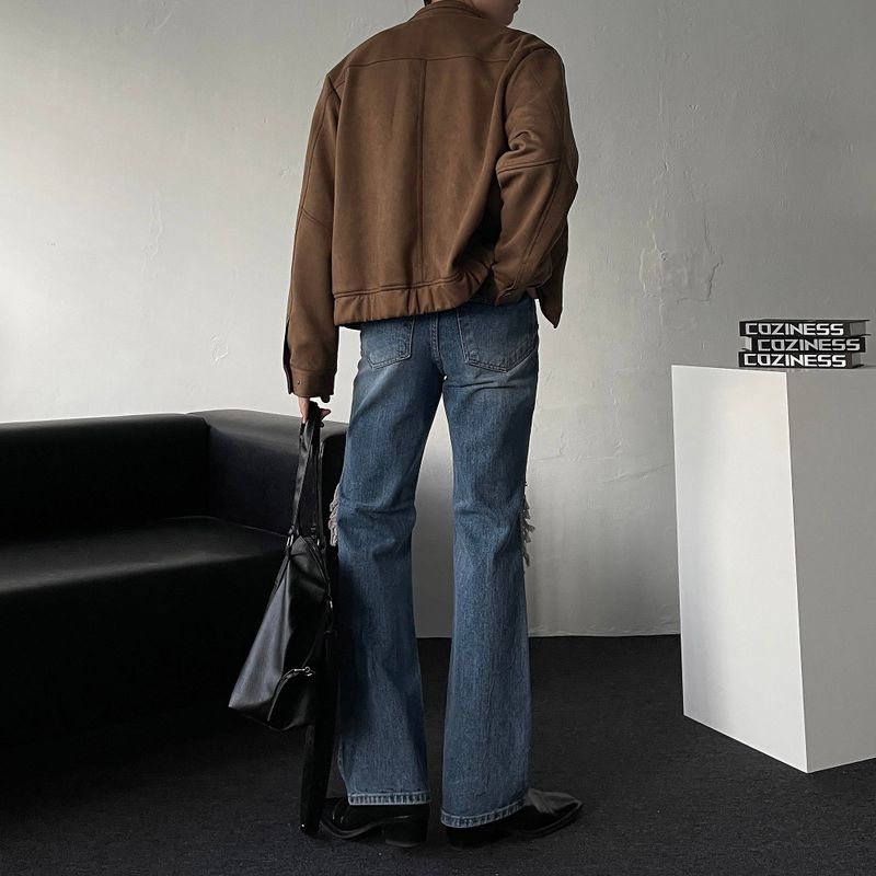 Chen Semi-cropped button suede jacket (3 colors)
