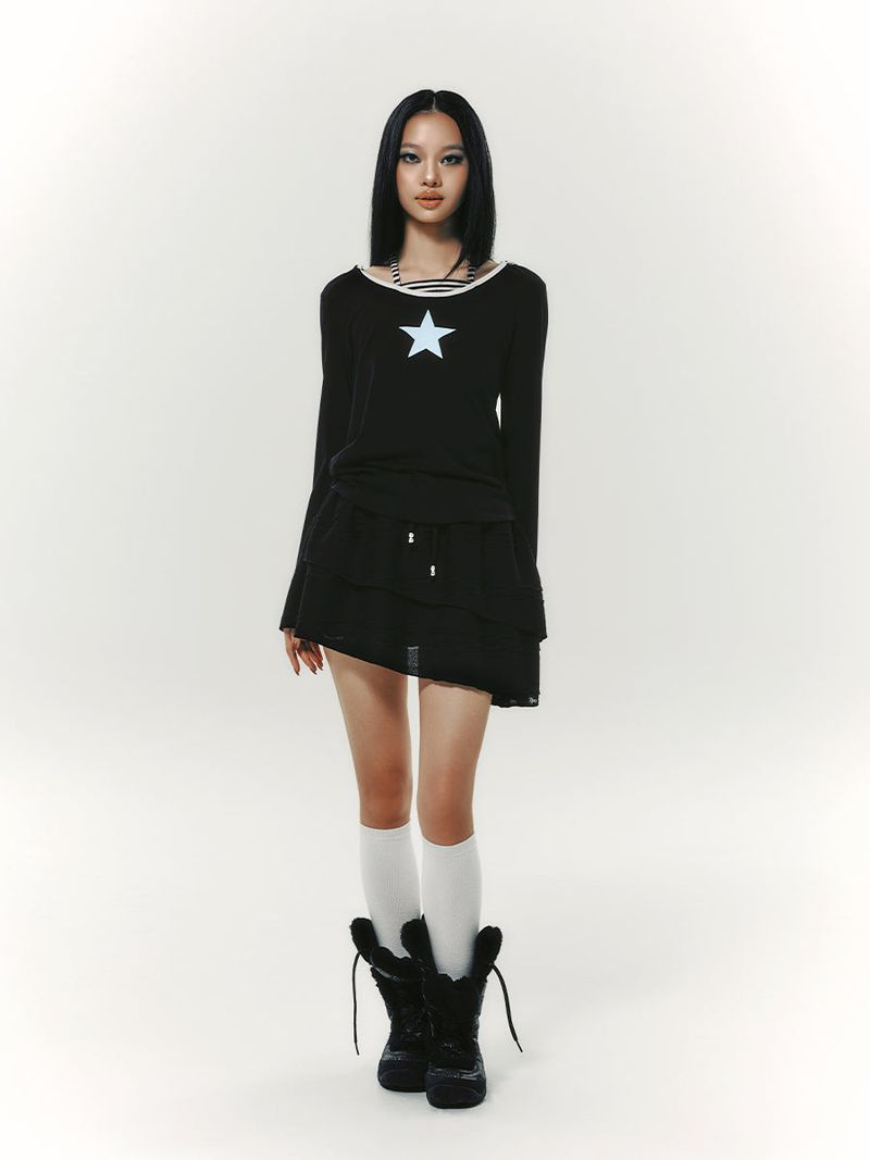 STRING TIED L/S BLACK