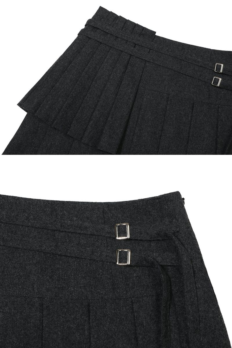 LAYERED PLEATS SKIRT charcoal