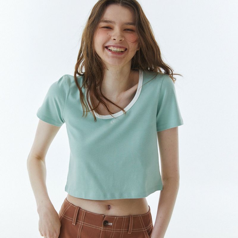 RVS Ringer Cropped T-Shirt Mint