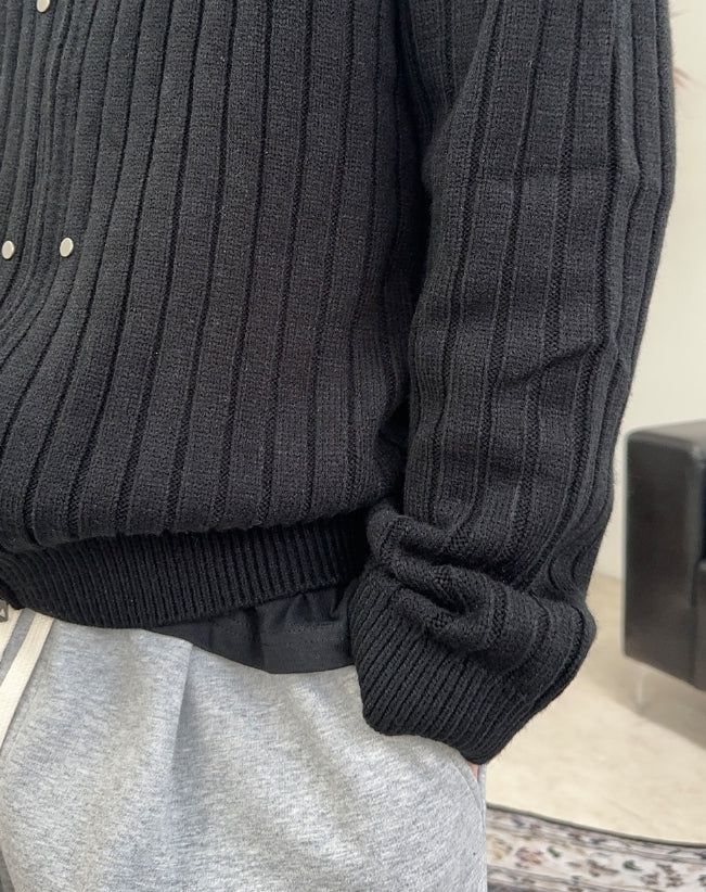 Dien Studded Ribbed Knit Zip-up