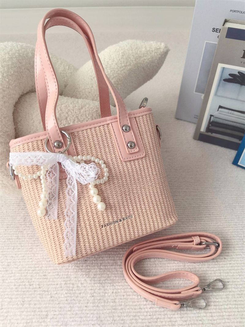 Vacation Straw Rattan Beach Holiday Bucket Bag