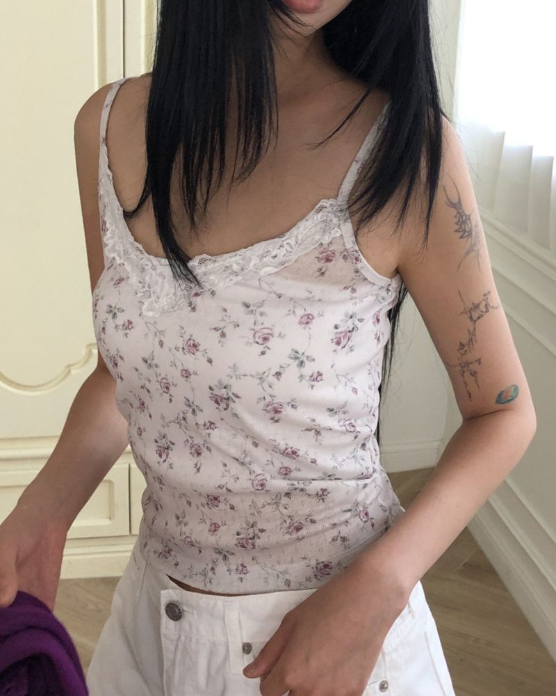 Eton Floral Strap Sleeveless Top