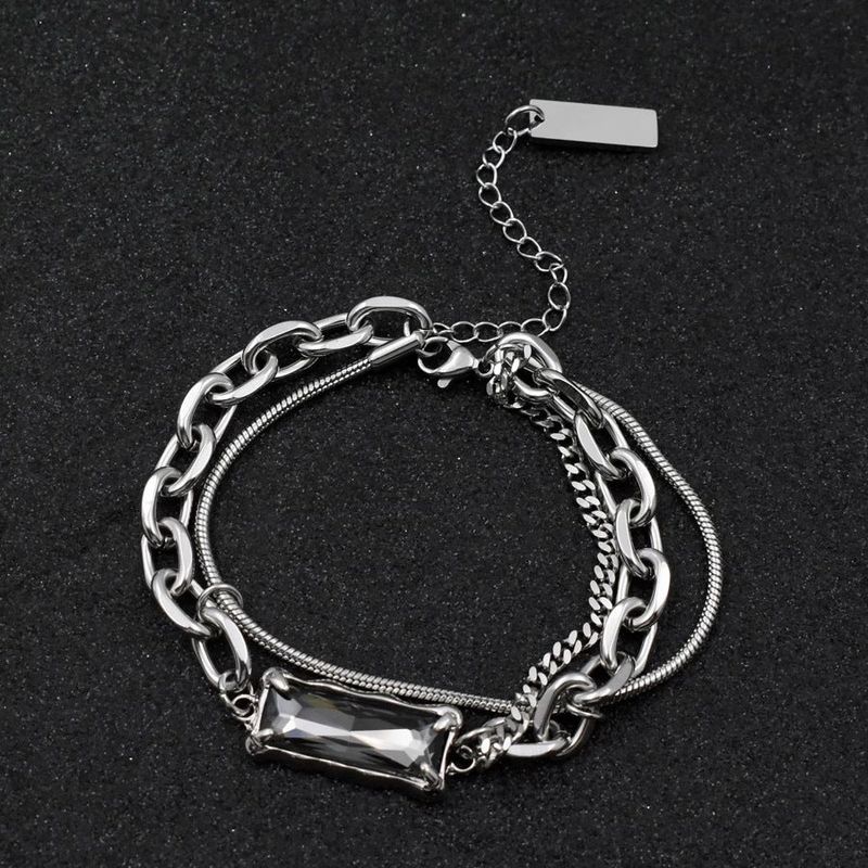 Ford Silver Black Stone Chain Bracelet