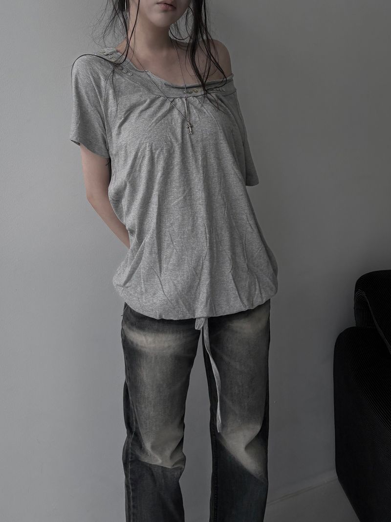 shell button volume strap top (3color)