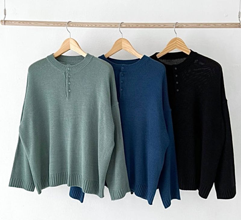 MOCA ROUND BUTTON KNIT(6COLOR)