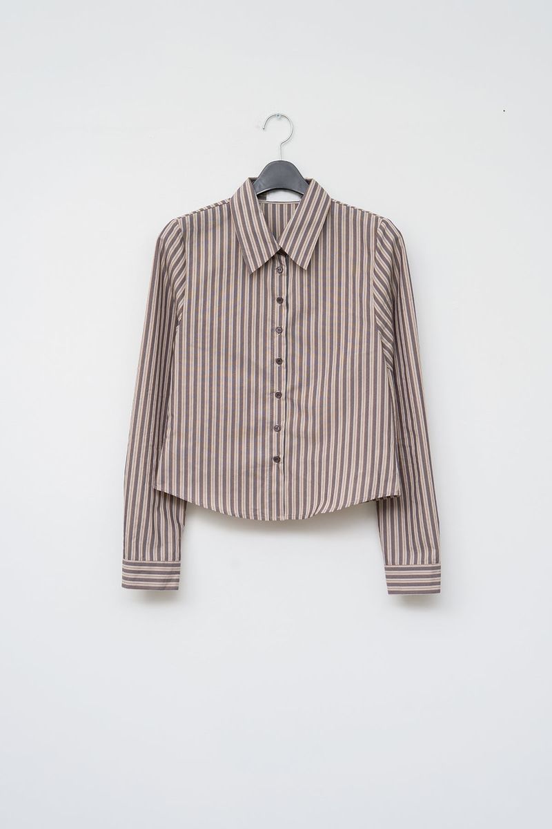 (W) Leaf Striped Shirt (2color)