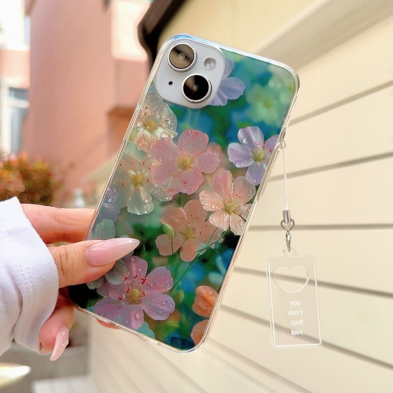 [SET]Pastel blur flower case + charm