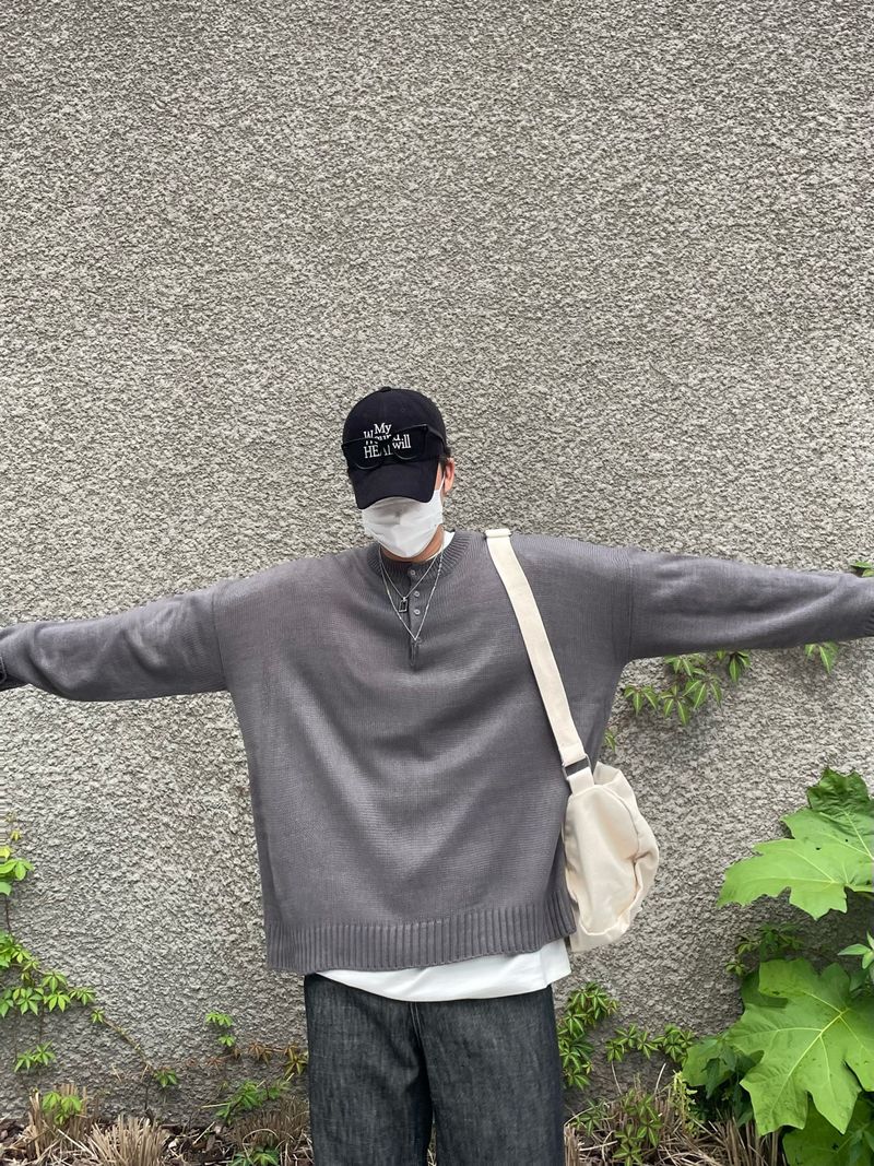 MOCA ROUND BUTTON KNIT(6COLOR)