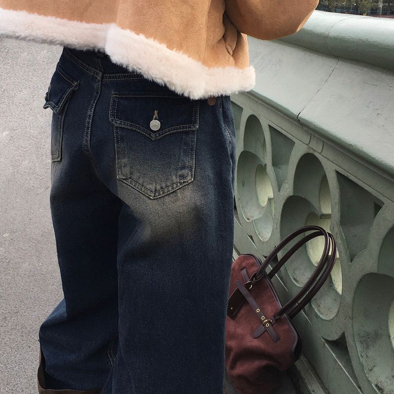 [BELLIDE MADE] Shearing, back pocket denim wide pants