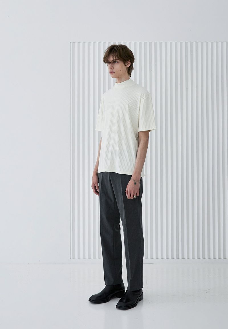 RIB MOCK NECK HALF T-SHIRT IVORY