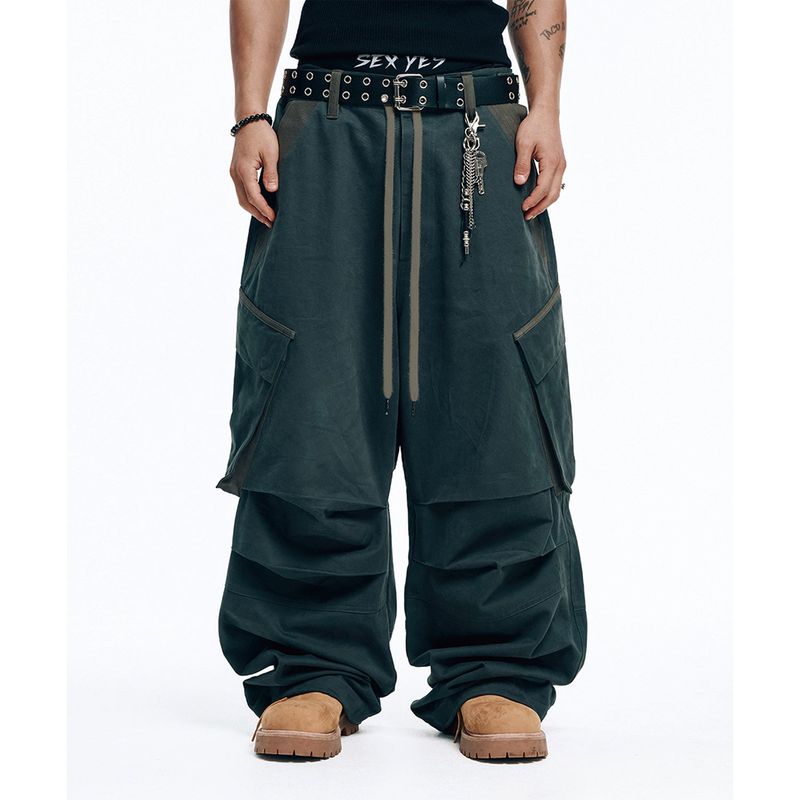 Peach Cotton Cargo Pants - Charcoal