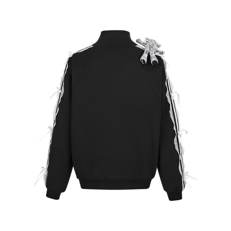 13DE MARZO Bear Lacy Knot Zip Sweatshir