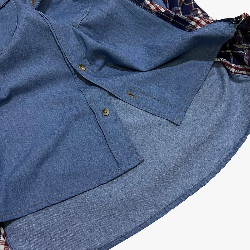 check block denim shirt_blue