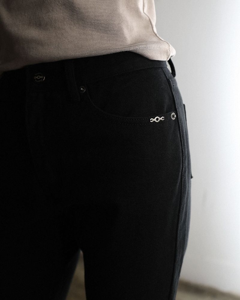Metal Triclipse Regular Fit Bootcut Cotton Pants Black