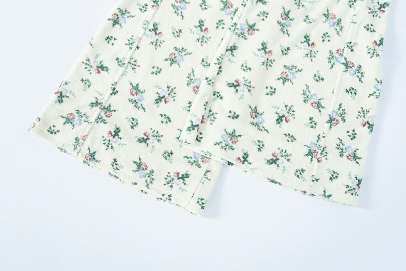 floral terry pants cream