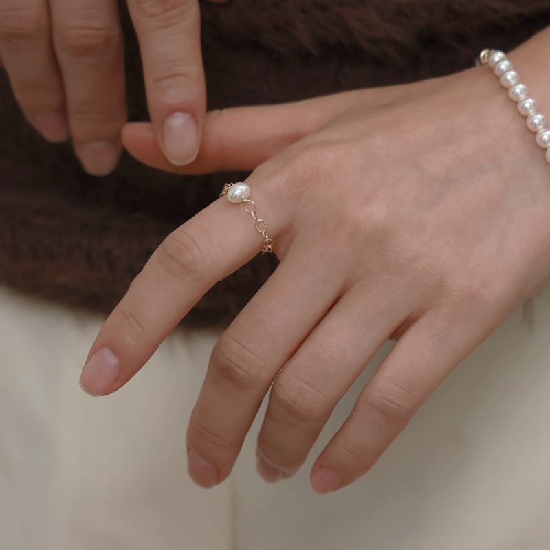 Less is more(レスイズモア)の「14K gold chain pearl ring(Accessories)」