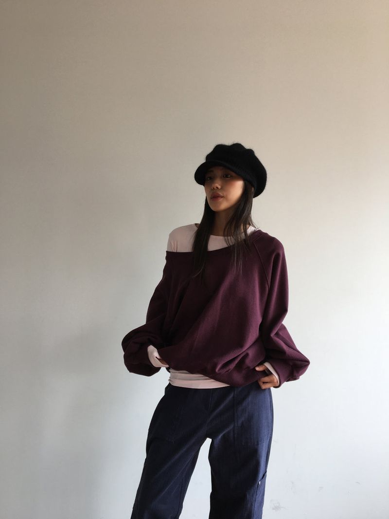 Mauve One-Shoulder Off Sweatshirt (2 Colors)