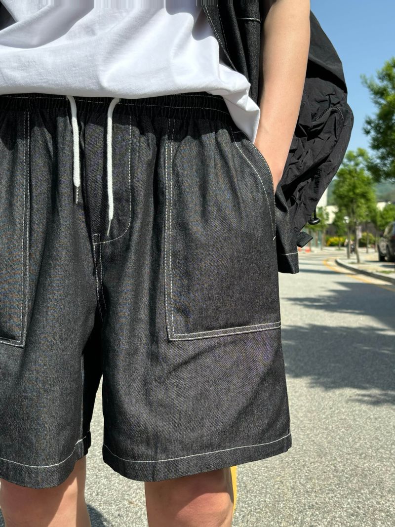 Indigo set-up denim shorts
