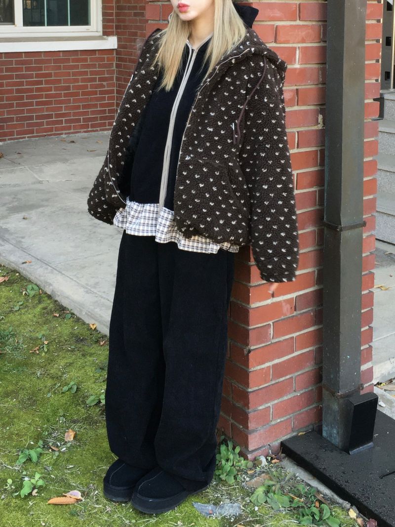 Down Lining Corduroy Wide Pants