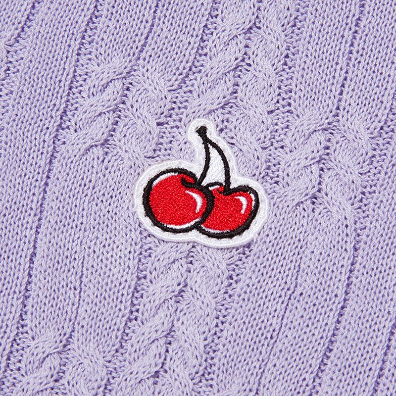 SMALL CHERRY CABLE CROP SHORT SLEEVE KNIT [LAVENDER]