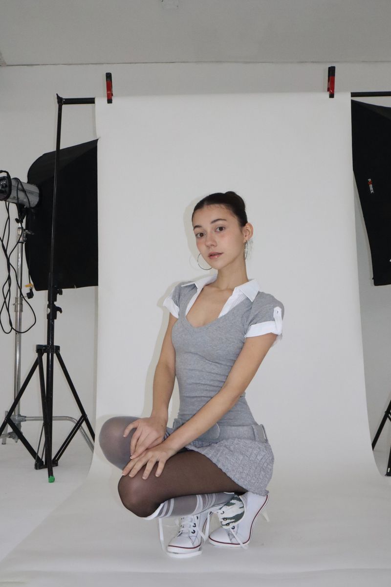 STUDY WASIT BELT DRESS [GRAY]