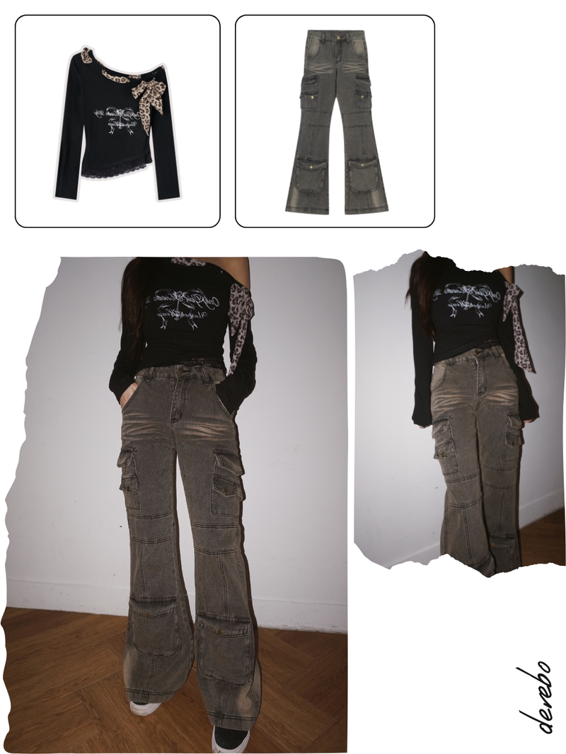 Pocket Semi Bootcut Denim Pants
