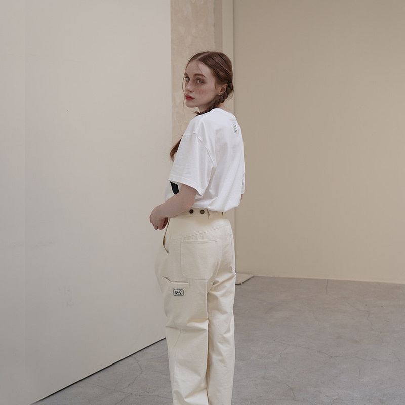 Cream Wide Wing Pants