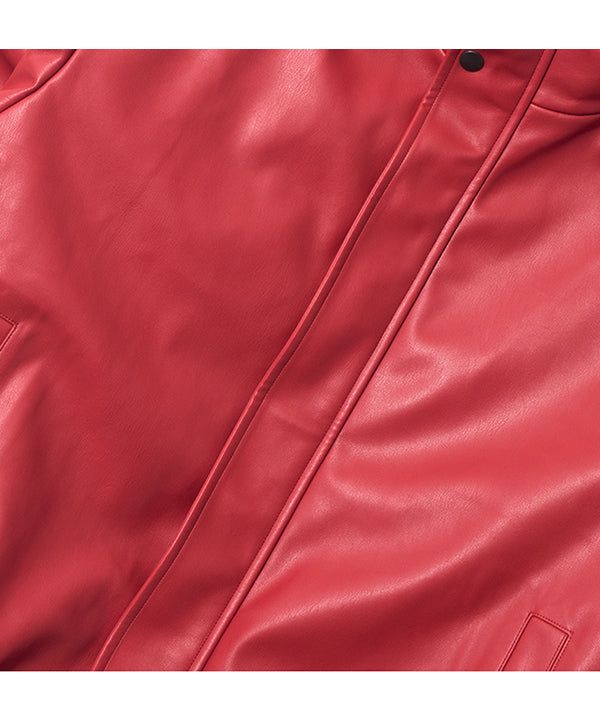 LB Synthetic Leather Hidden Jacket (Red)