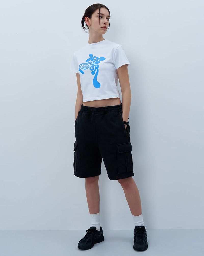 TWISTED LOGO CROP TSHIRT-WHITE