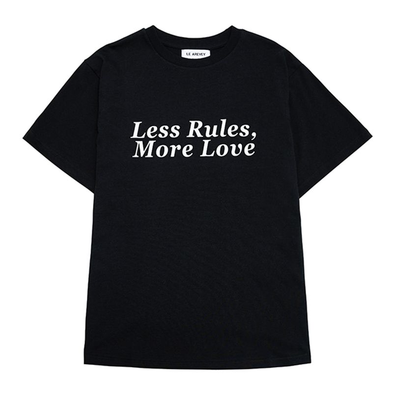 LE AREVEY（アルヴェイ）の「LESS RULES MORE LOVE T-SHIRT BLACK / WHITE [WOMAN]（Tops）」