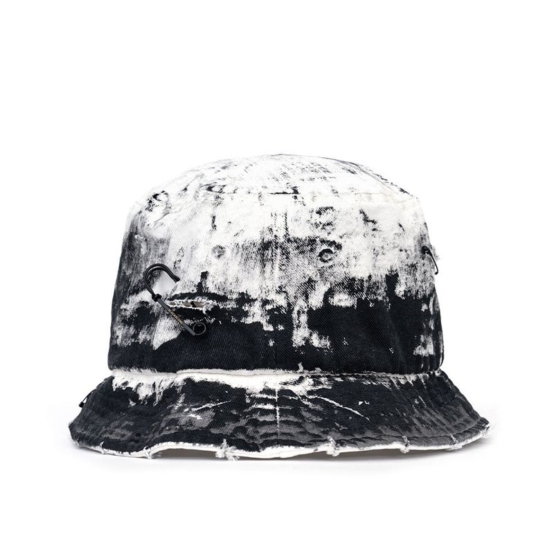 BBD Smoke Painted Custom Denim Bucket Hat (White)