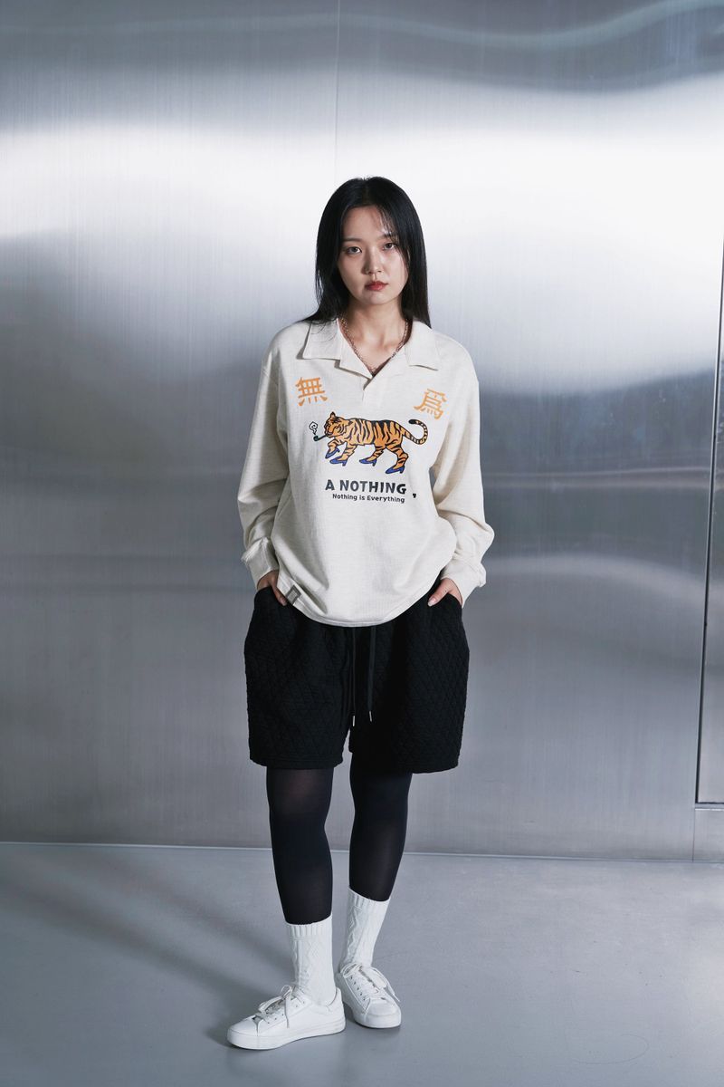 MU-WI PIN-KNIT COLLAR-TEE (Oatmeal)