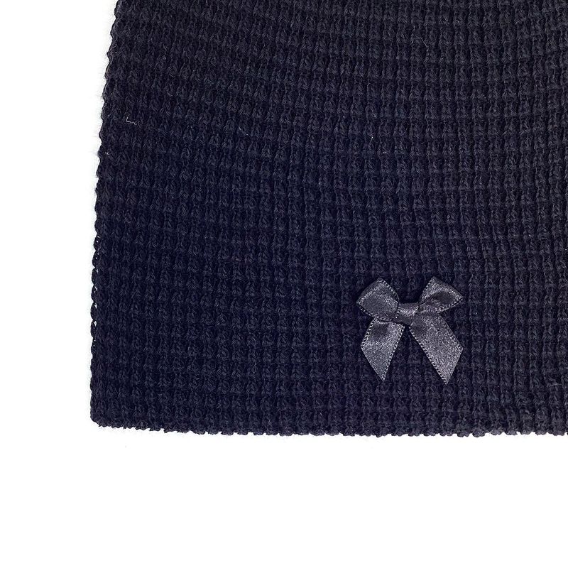 Ribbon Summer Knit Beanie [Black]