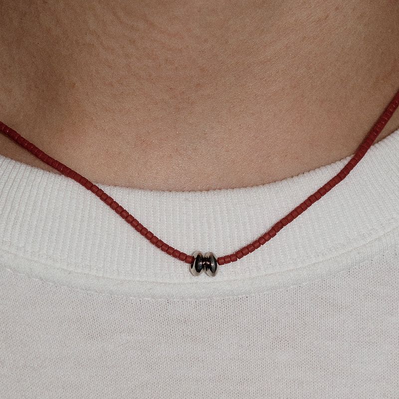 OURPIERRE(アワーピエール)の「SILVER DONUT NECKLACE RED (M)(Accessories)」