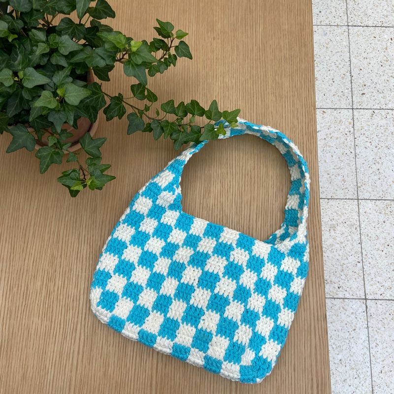 [MADE] Étang Baguette Bag | Checkerboard Sky Blue