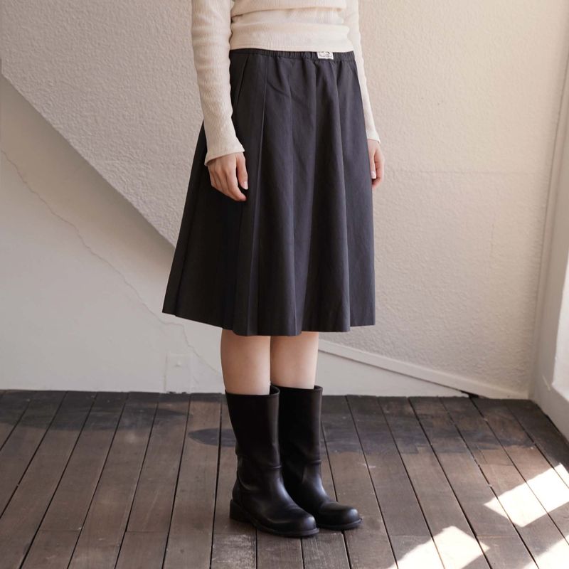 Charcoal Double Pleats Skirt