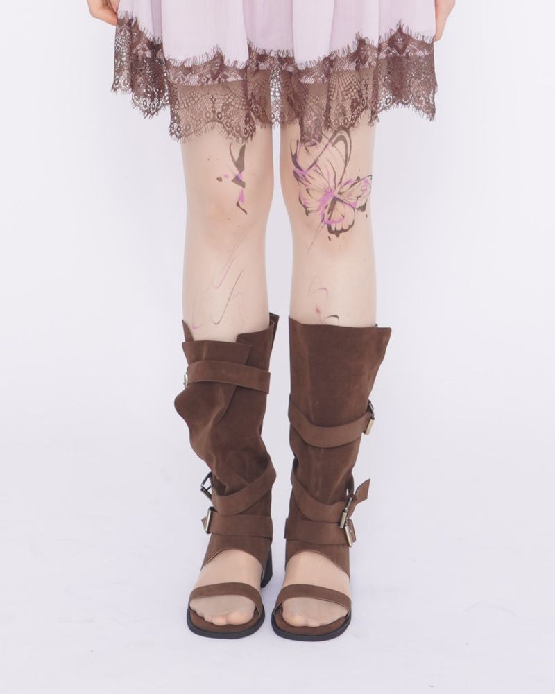 Log Open-toe Two-way Belt Summer Flap Boots