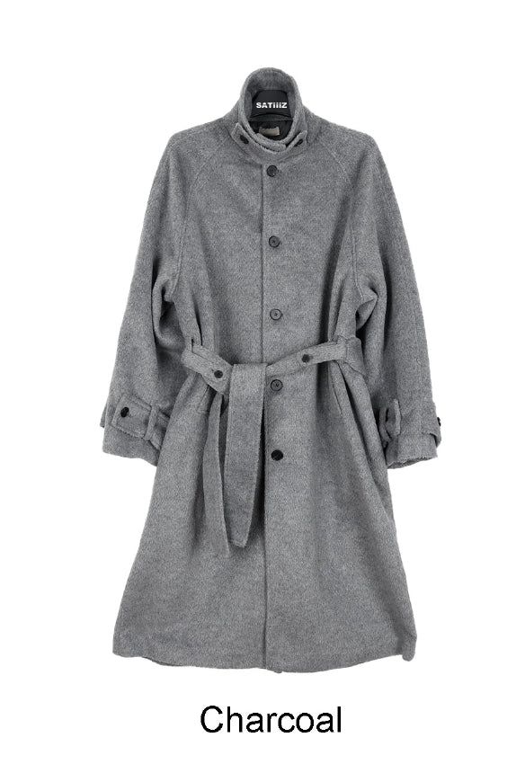 Aren Wool Raglan Belted Long Coat